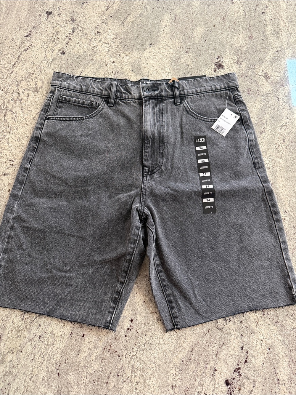 Men's Loose Fit Washed Grey Denim Shorts